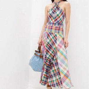 NWT Polo by Ralph Lauren Madras Cotton Halter Dress